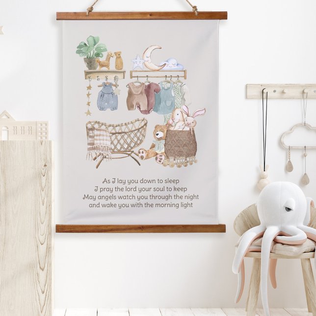 Lay You Down to Sleep Prayer Boho Baby Nursery Hanging Tapestry (Creator Uploaded)