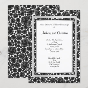 LAYER DIAMOND BLACK SILVER ELEGANT WEDDING INVITATION