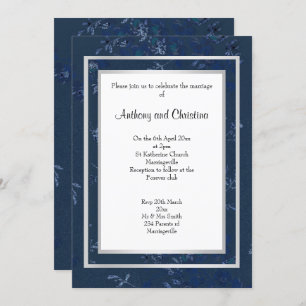 LAYER NAVY BLUE SILVER FLOATING ELEGANT WEDDING INVITATION