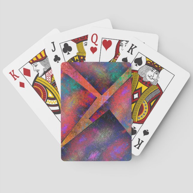 Layer of irregularly arranged rustic images playing cards (Back)