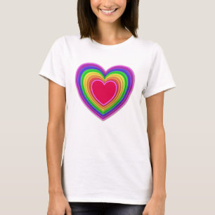 Layered 3-d hearts rainbow colours T-Shirt