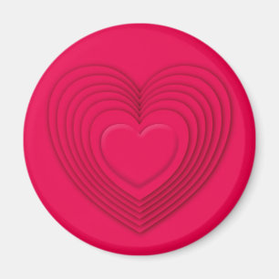 Layered 3-d hearts - rose red magnet