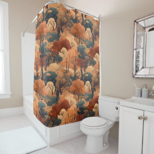 Layered Autumn Forest Landscape - Rustic Woodland  Shower Curtain