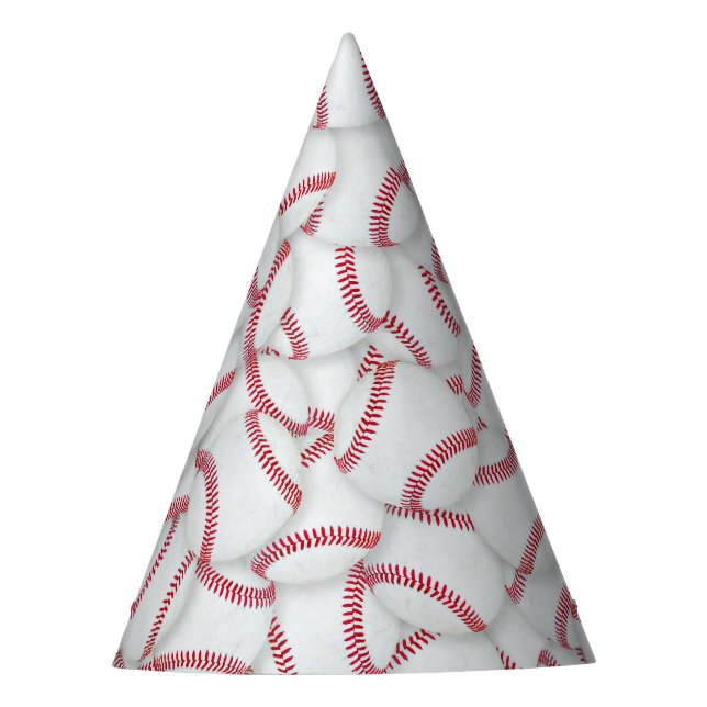Layered Baseballs Pattern Birthday Party Hat (Front)