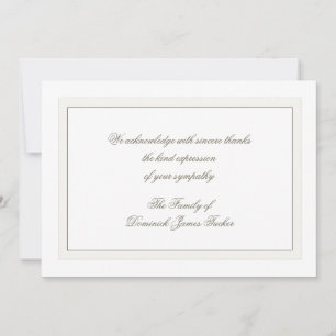 Layered Bereavement White Thank You Notecard