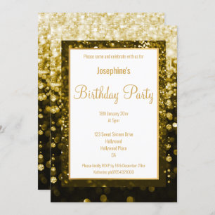 LAYERED BLACK & GOLD DIAMONDS CUSTOM BIRTHDAY INVITATION