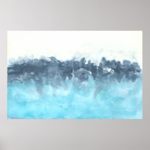 Layered Blues Abstract Painting Poster