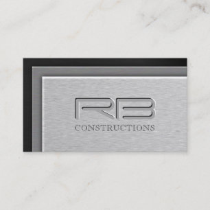 Layered Brush Metal Steel Corner Construction Business Card