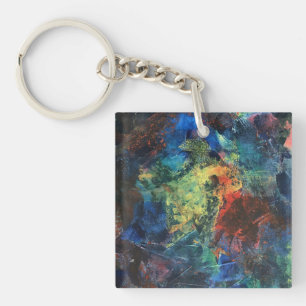 Layered Brushstrokes-Hand Painted Abstract Art Key Ring