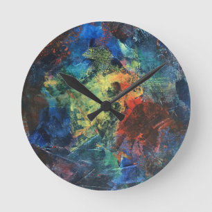Layered Brushstrokes-Hand Painted Abstract Art Round Clock