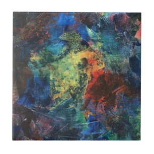 Layered Brushstrokes-Hand Painted Abstract Art Tile