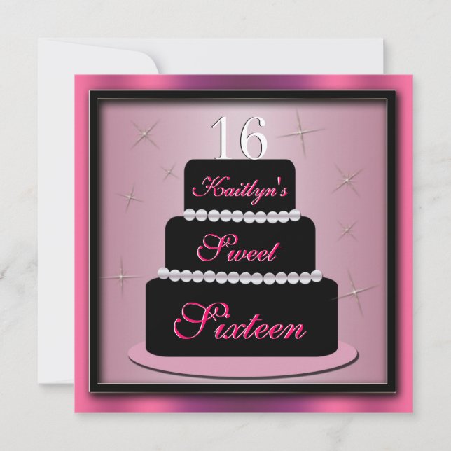 Layered Cake Birthday Party Invite (Front)