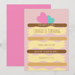 Layered Cake Slice Birthday Party Invitation