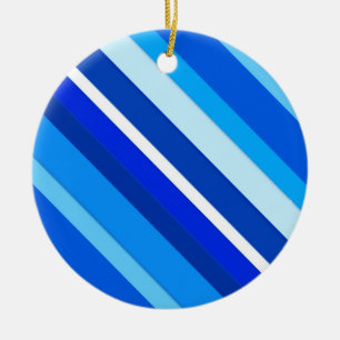 Layered candy stripes - cobalt and pale blue ceramic tree decoration