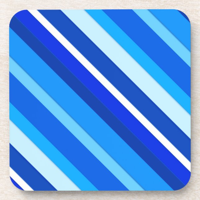 Layered candy stripes - cobalt and pale blue coaster (Front)