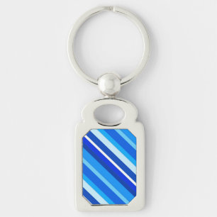 Layered candy stripes - cobalt and pale blue key ring