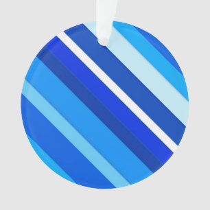 Layered candy stripes - cobalt and pale blue ornament