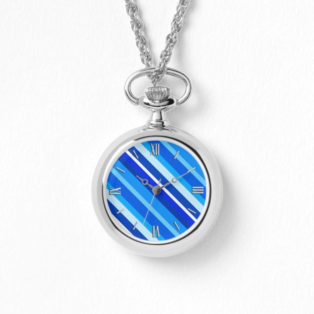Layered candy stripes - cobalt and pale blue watch (Front)
