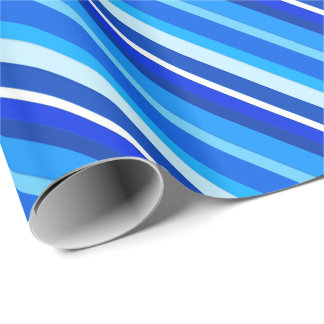 Layered candy stripes - cobalt and pale blue wrapping paper