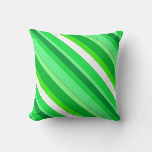 Layered candy stripes - emerald green and white cushion
