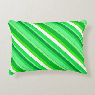 Layered candy stripes - emerald green and white decorative cushion
