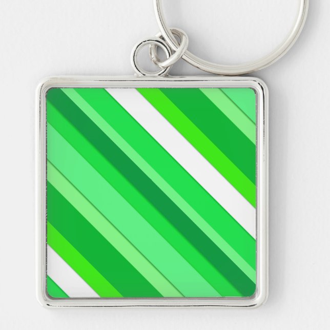 Layered candy stripes - emerald green and white key ring (Front)
