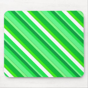 Layered candy stripes - emerald green and white mouse mat