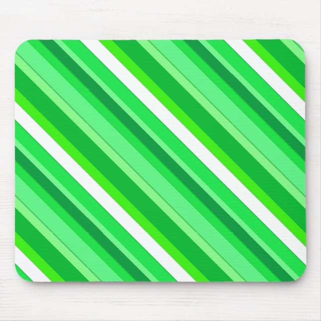 Layered candy stripes - emerald green and white mouse mat (Front)