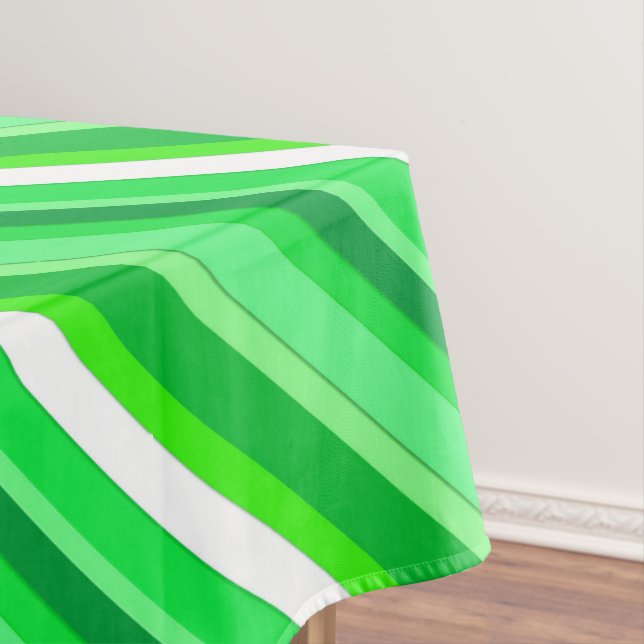 Layered candy stripes - emerald green and white tablecloth (In Situ)