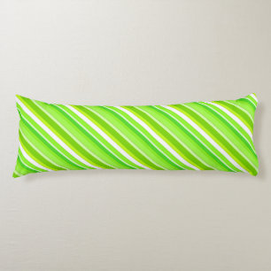 Layered candy stripes - lime green and white body cushion