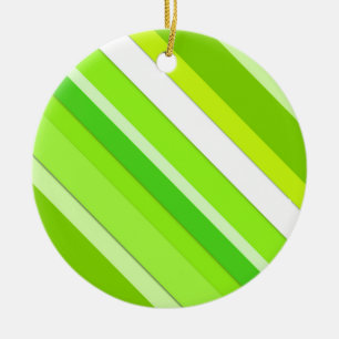 Layered candy stripes - lime green and white ceramic tree decoration