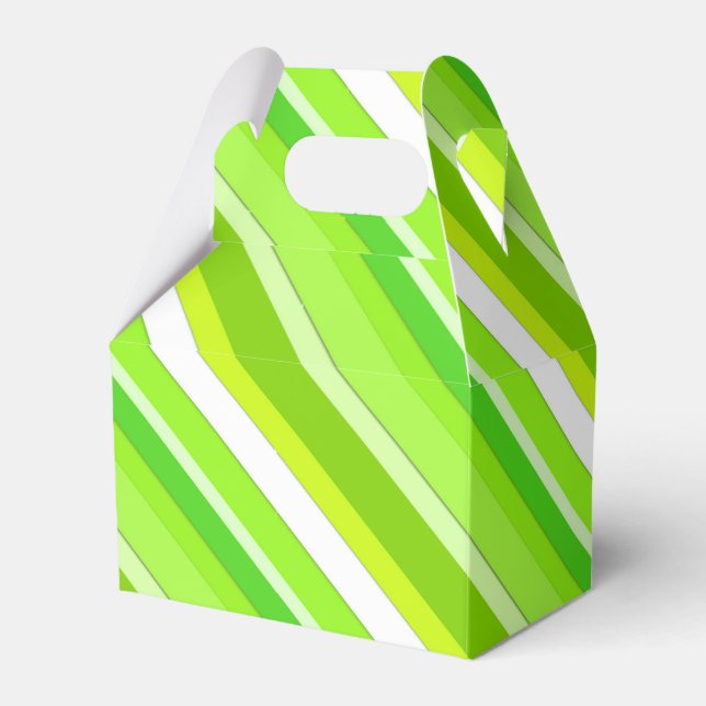 Layered candy stripes - lime green and white favour box (Front Side)