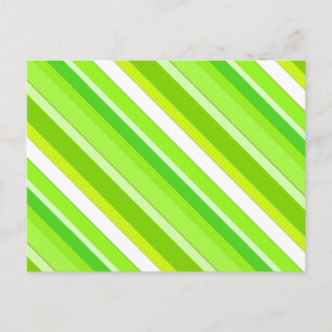 Layered candy stripes - lime green and white postcard