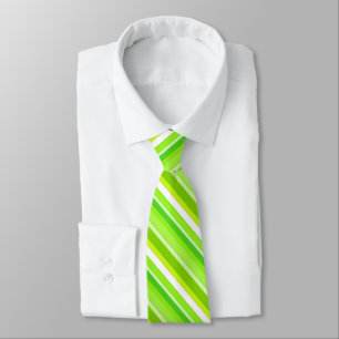 Layered candy stripes - lime green and white tie