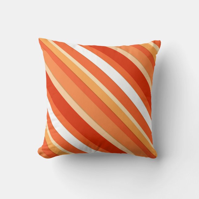 Layered candy stripes - orange and white cushion (Front)
