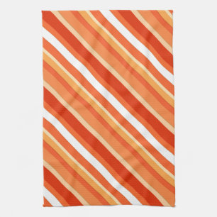 Layered candy stripes - orange and white tea towel