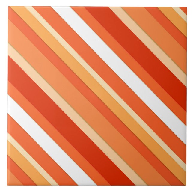 Layered candy stripes - orange and white tile (Front)