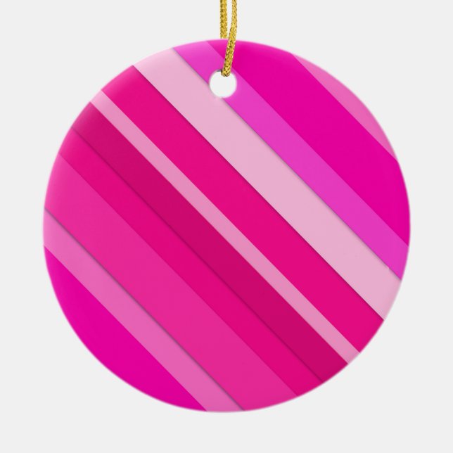 Layered candy stripes - pink and fuchsia ceramic tree decoration (Front)