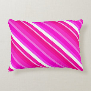 Layered candy stripes - pink and fuchsia decorative cushion