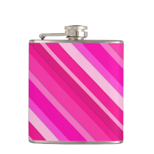 Layered candy stripes - pink and fuchsia hip flask