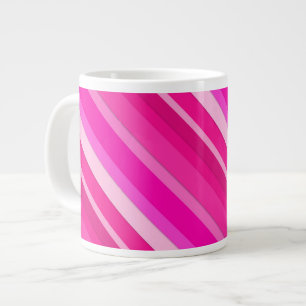 Layered candy stripes - pink and fuchsia large coffee mug