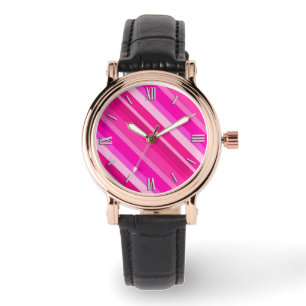 Layered candy stripes - pink and fuchsia watch