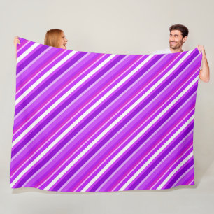 Layered candy stripes - purple and orchid fleece blanket