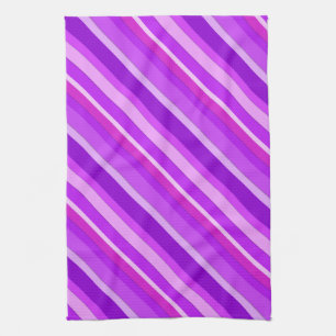 Layered candy stripes - purple and orchid tea towel