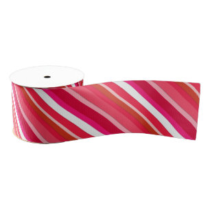 Layered candy stripes - red, pink and white grosgrain ribbon