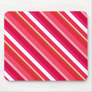 Layered candy stripes - red, pink and white mouse mat