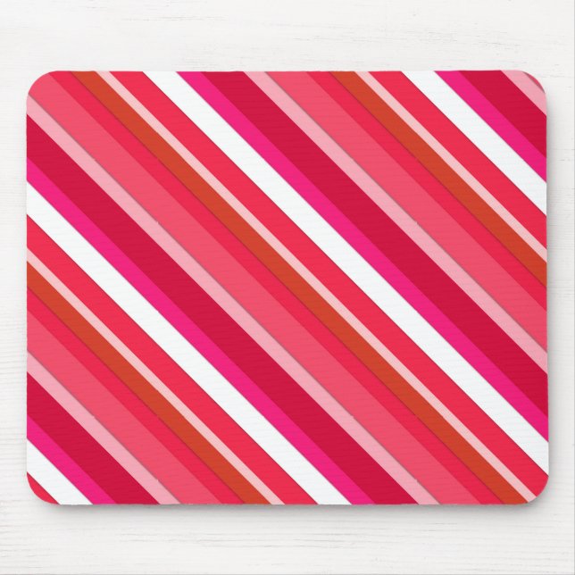 Layered candy stripes - red, pink and white mouse mat (Front)