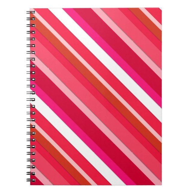 Layered candy stripes - red, pink and white notebook (Front)