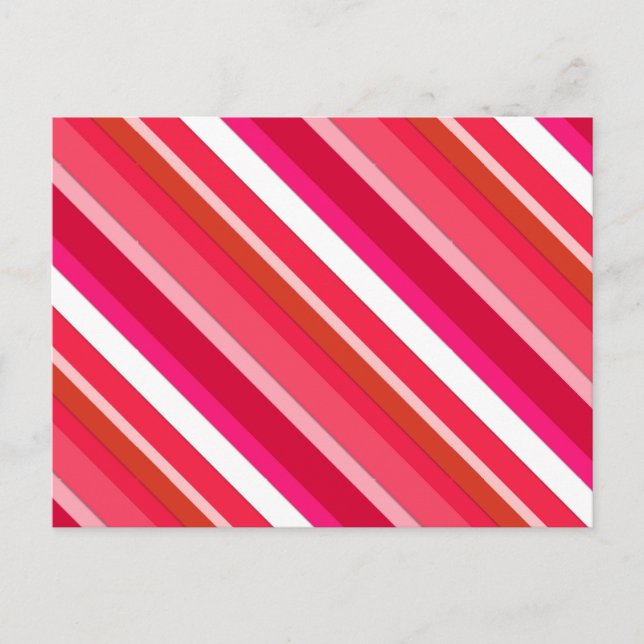 Layered candy stripes - red, pink and white postcard (Front)