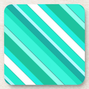 Layered candy stripes - turquoise and white coaster